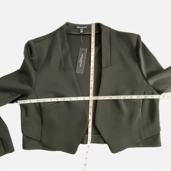 Jones New York Petite Scuba Cropped Open Jacket Black Size 14P NWT - Picture 8 of 10